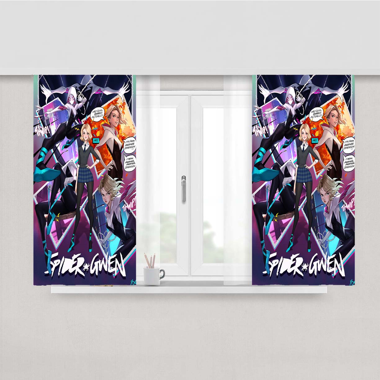 Spider Gwen Comic Character Peach Skin Window Curtains