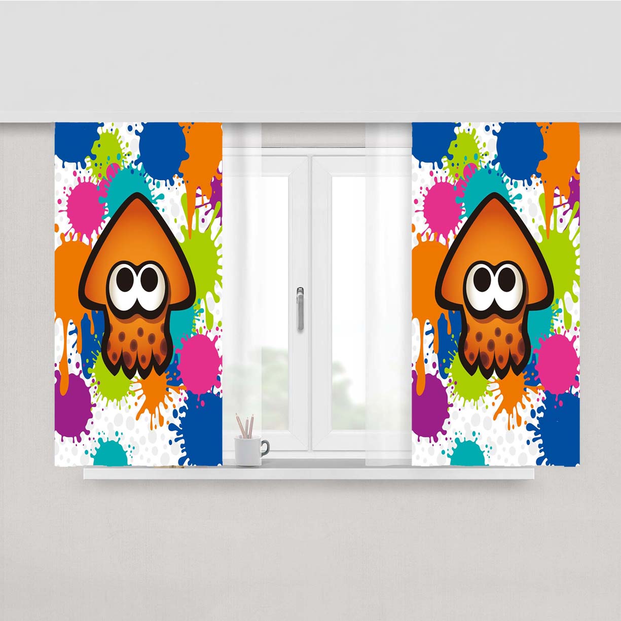 Splatoon Squid1 Peach Skin Window Curtains