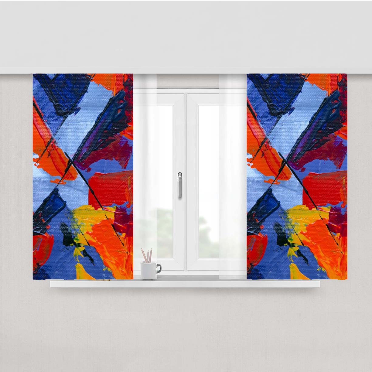 Splatter Painter Pop Art Peach Skin Window Curtains