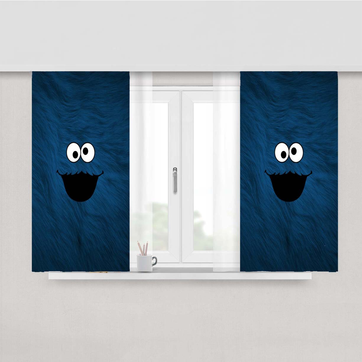 Spoky Blue Peach Skin Window Curtains