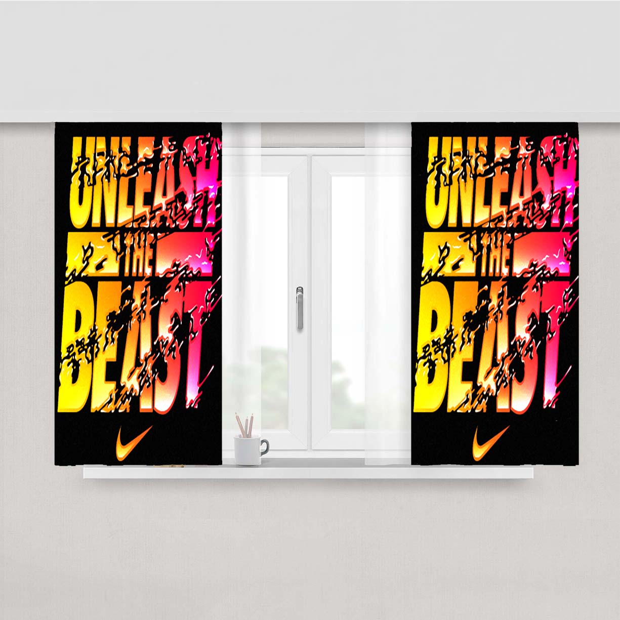 Sport Quotes Unleash Peach Skin Window Curtains