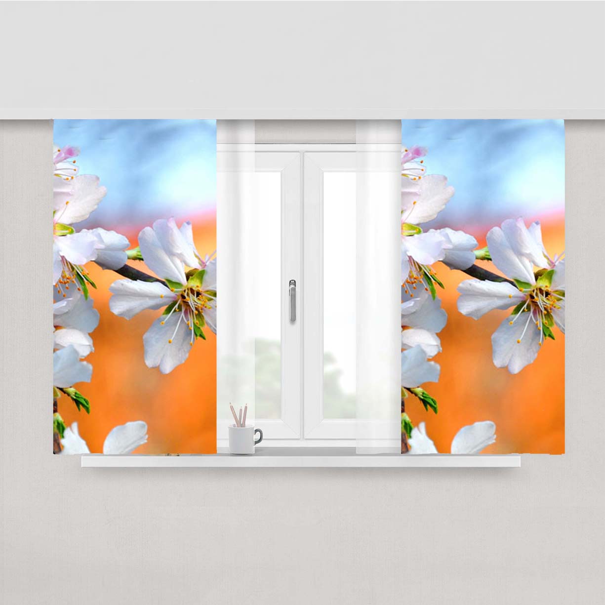 Spring Almond Flowers Peach Skin Window Curtains