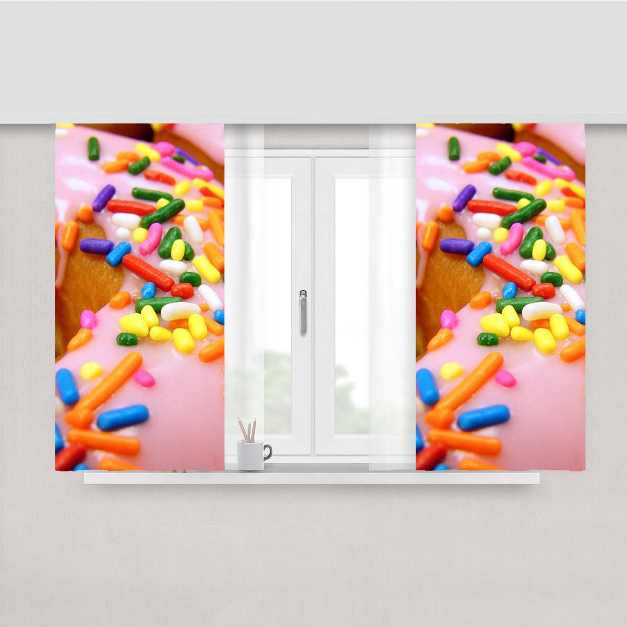 Sprinkle Donut Peach Skin Window Curtains
