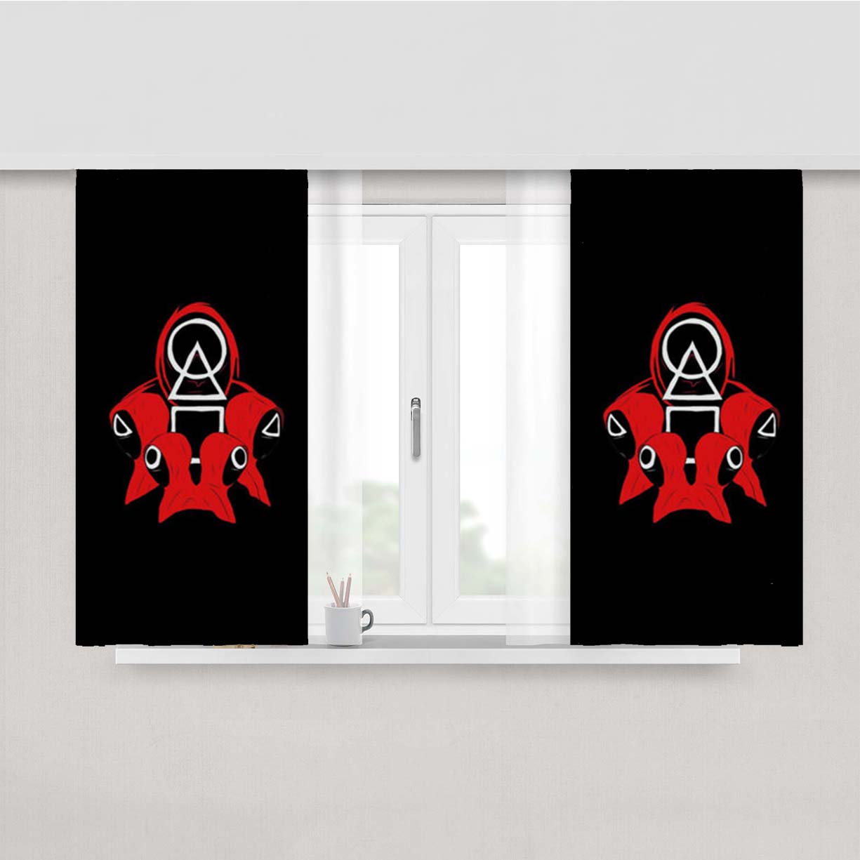 Squid Game Peach Skin Window Curtains