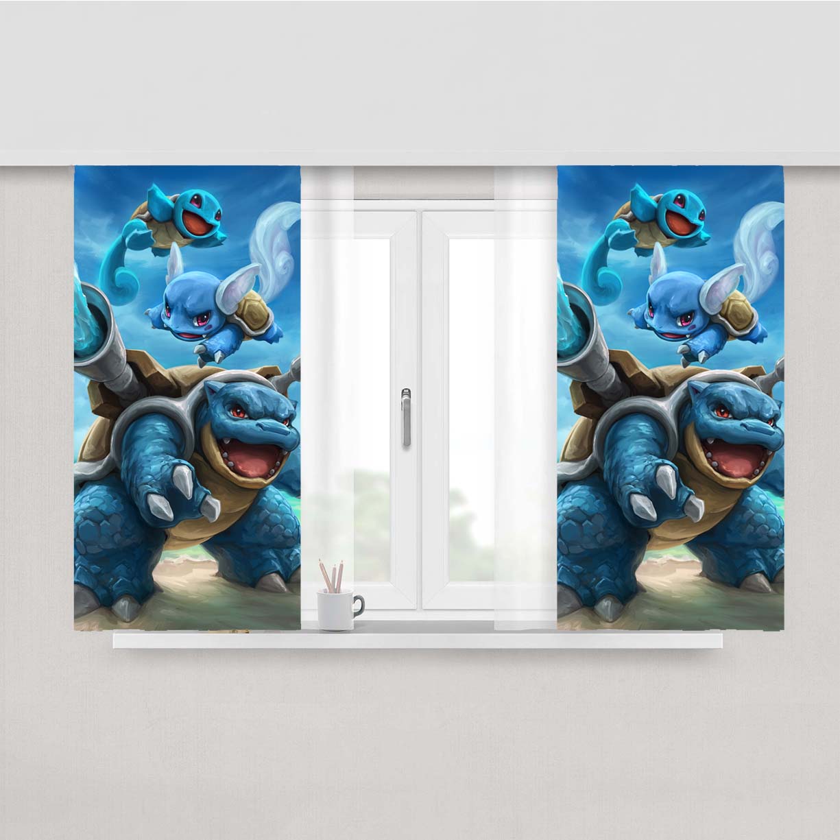 Squirtle Line Evolutions Peach Skin Window Curtains