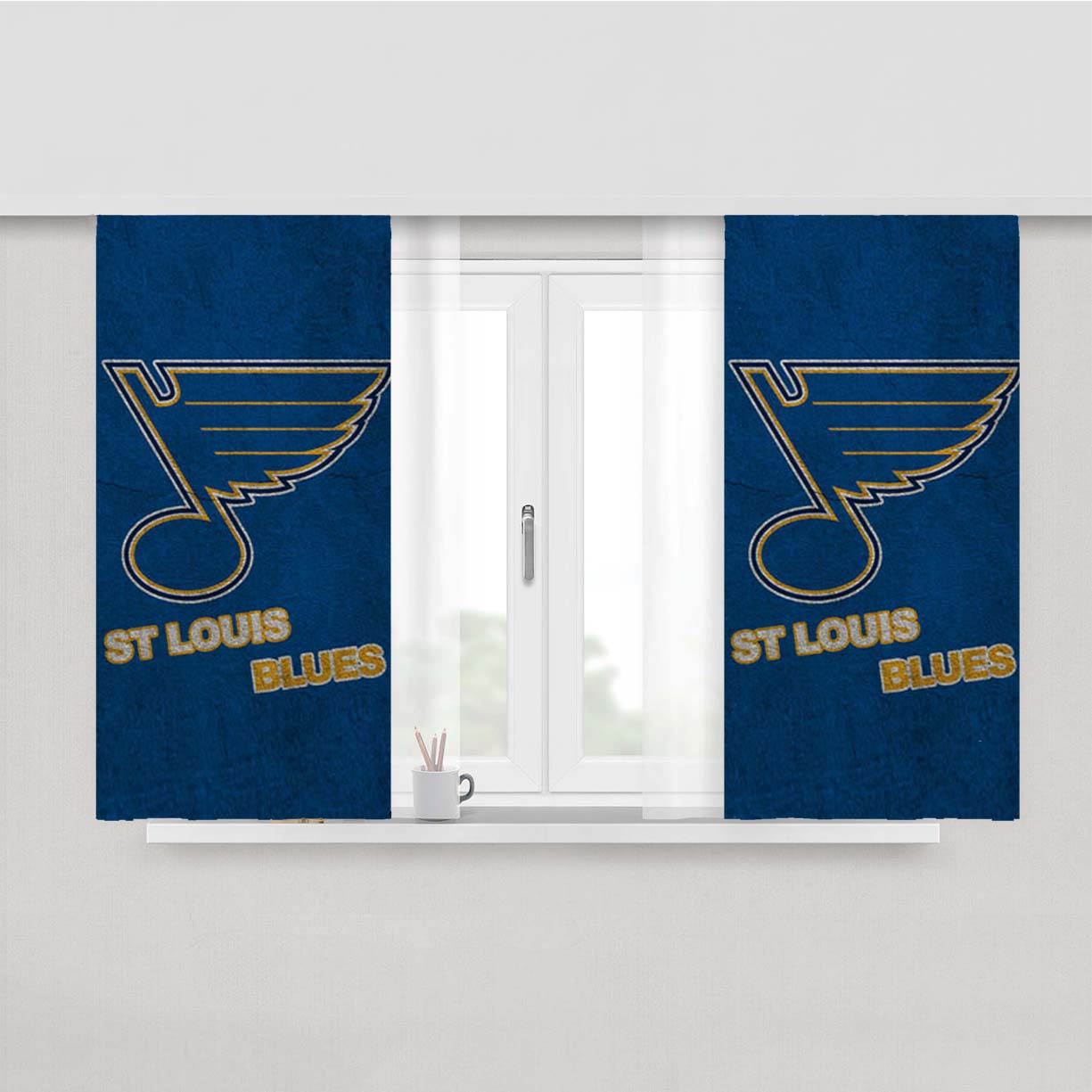 St Louis Blues Art Peach Skin Window Curtains