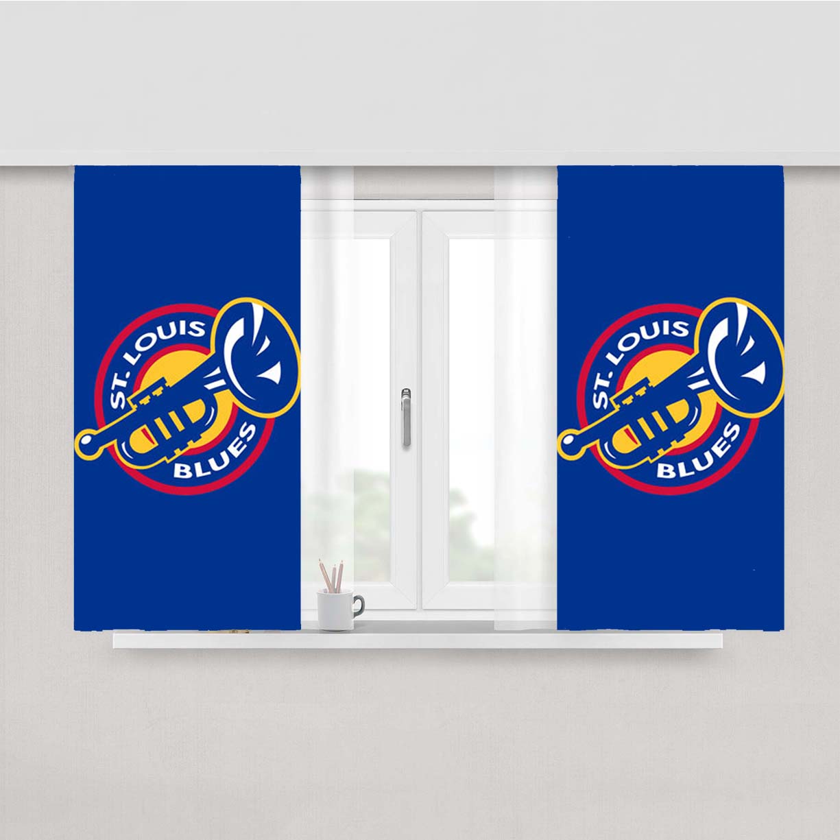 St Louis Blues Symbol Peach Skin Window Curtains