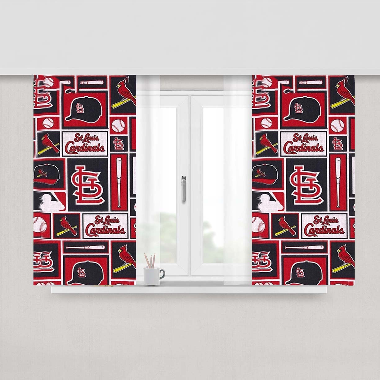 St Louis Cardinals Baseball Peach Skin Window Curtains