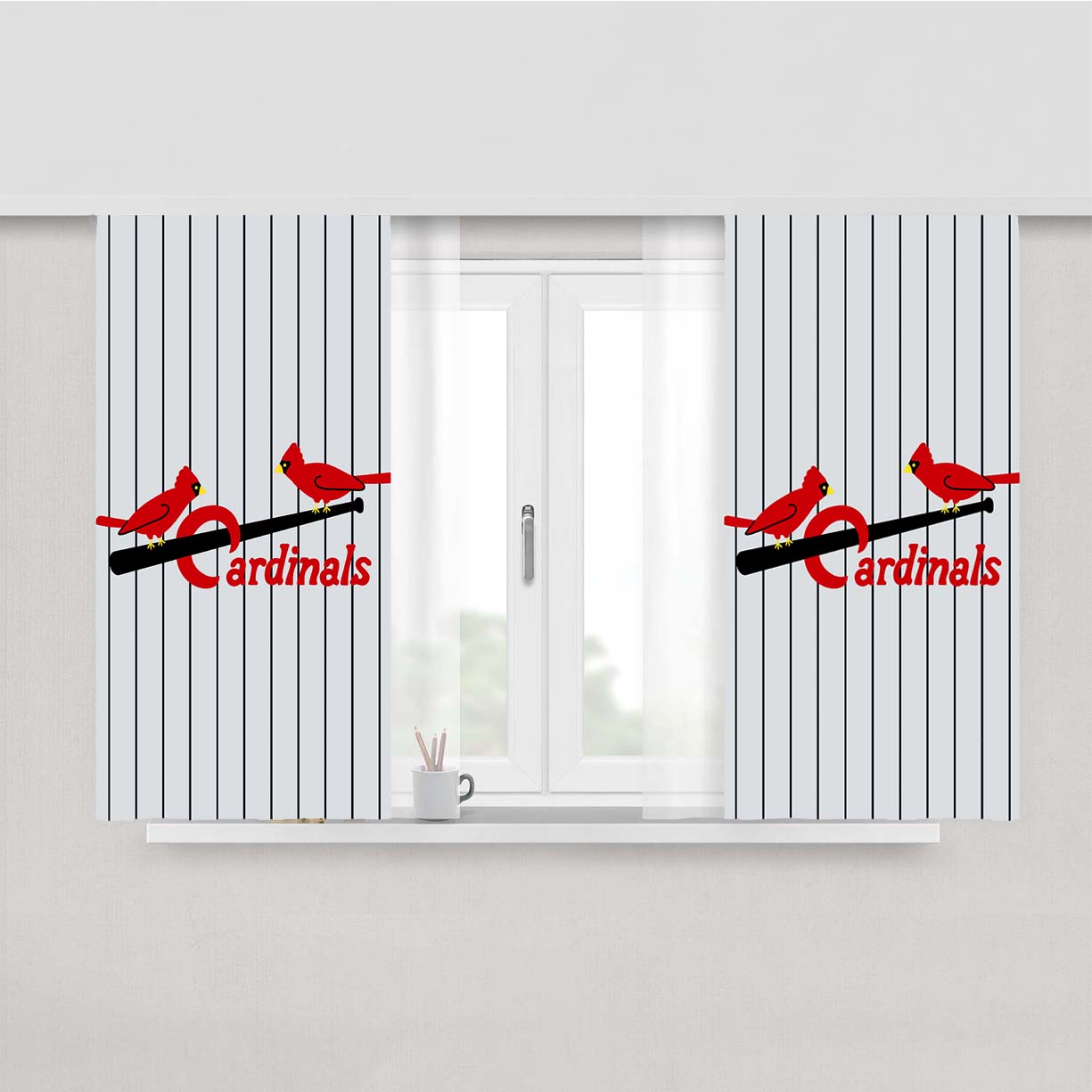 St Louis Cardinals Jersey Emblem Peach Skin Window Curtains