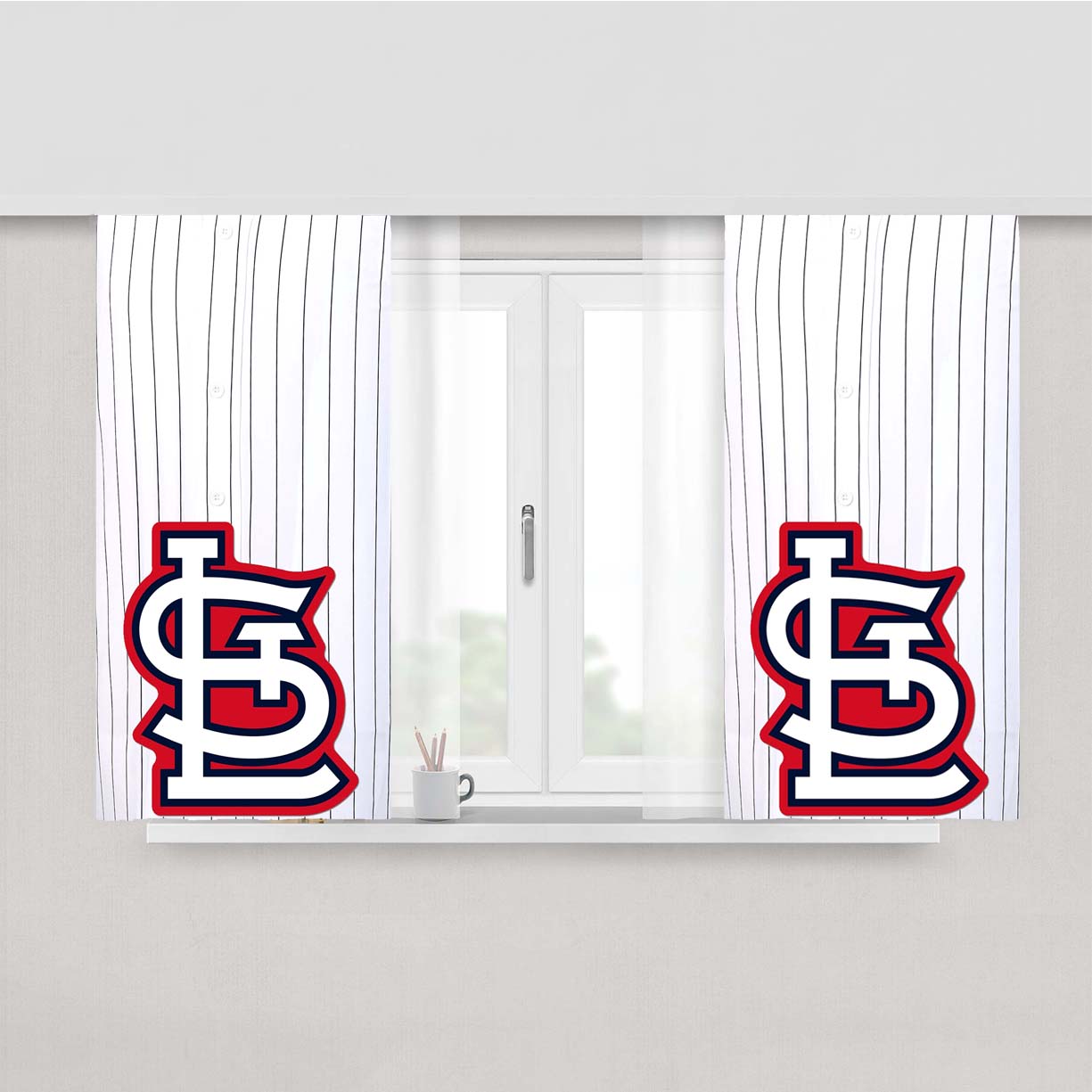 St Louis Cardinals Jersey White Peach Skin Window Curtains