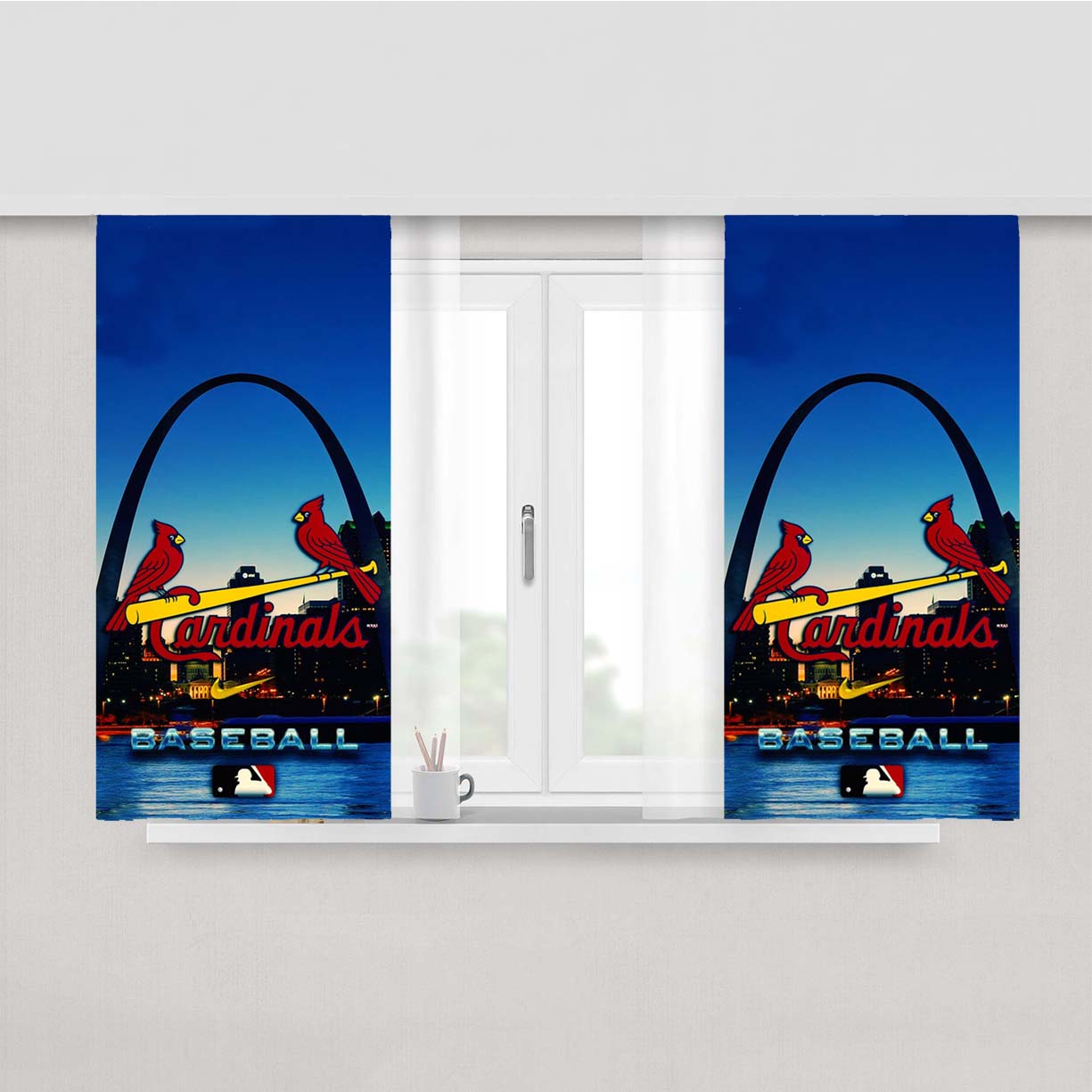 St Louis Cardinals Mlb Baseball Peach Skin Window Curtains