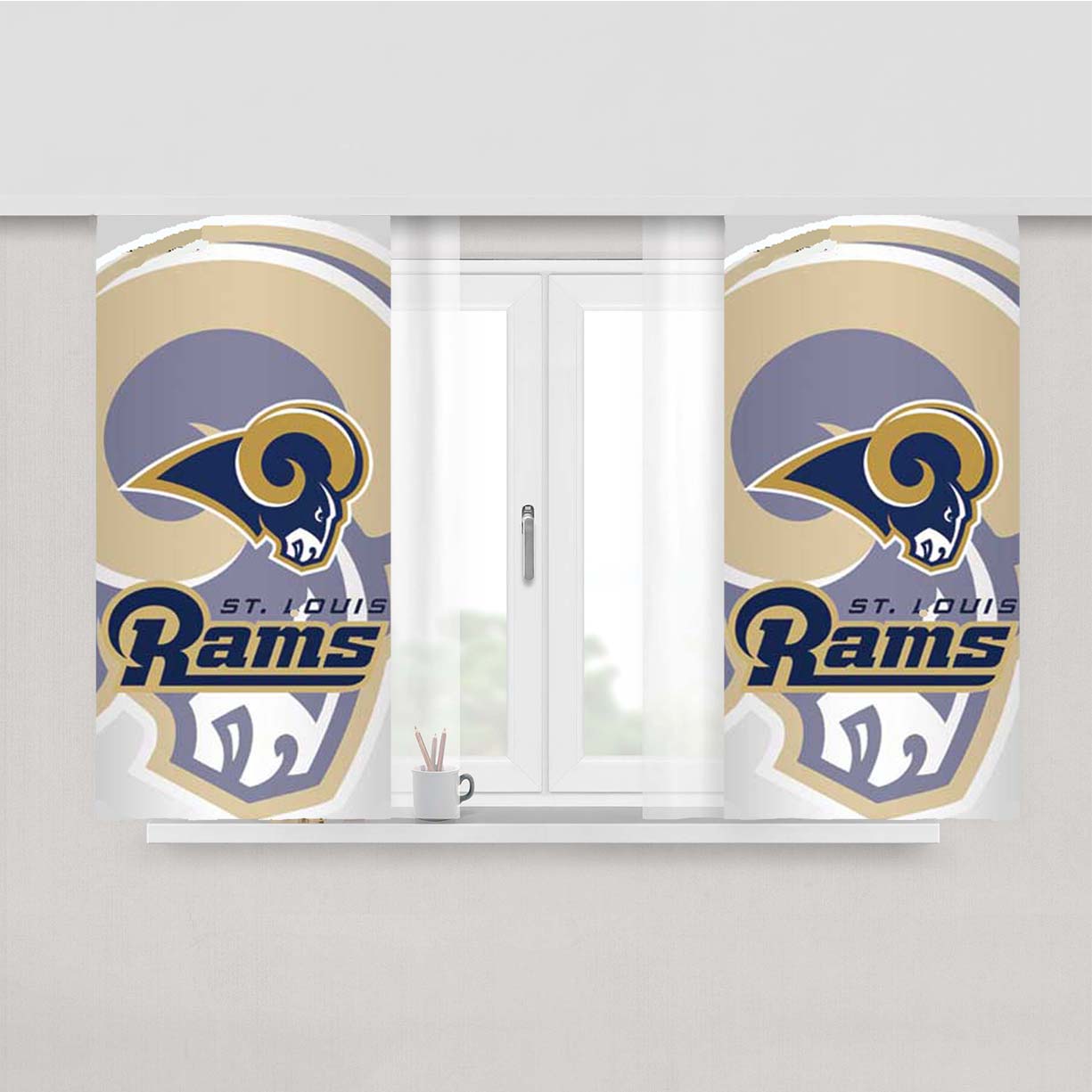 St Louis Rams Fade Peach Skin Window Curtains