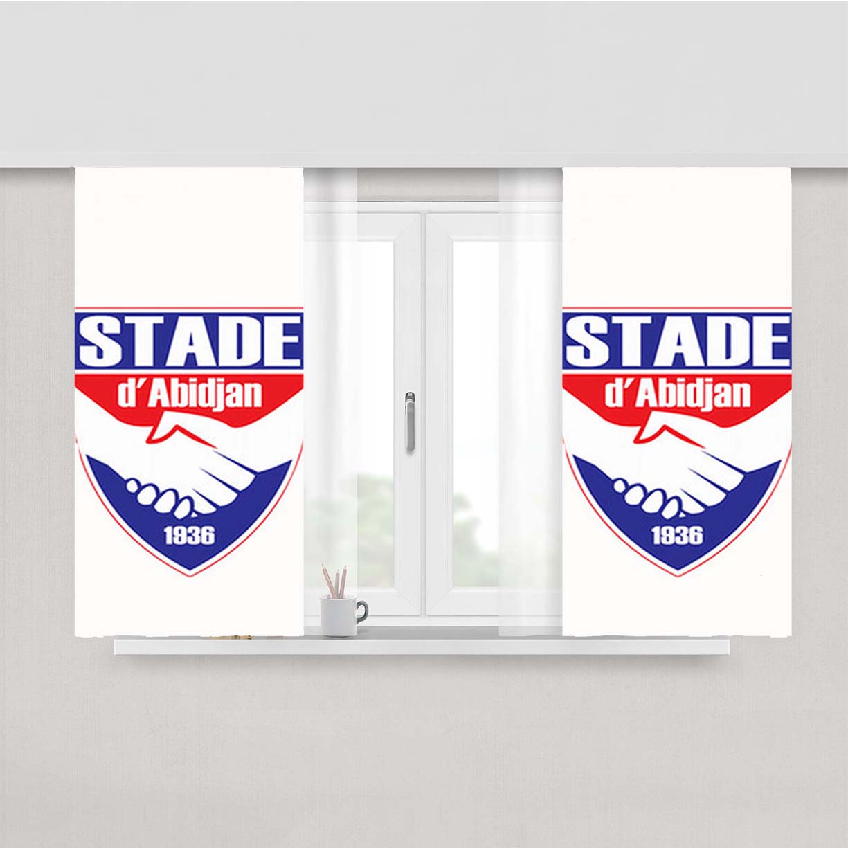 Stade D Abidjan White Peach Skin Window Curtains