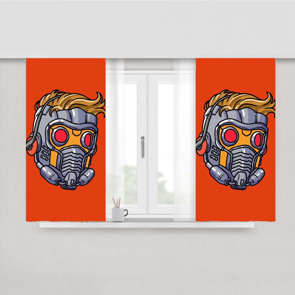 Star Lord Guardian Galaxy Peach Skin Window Curtains