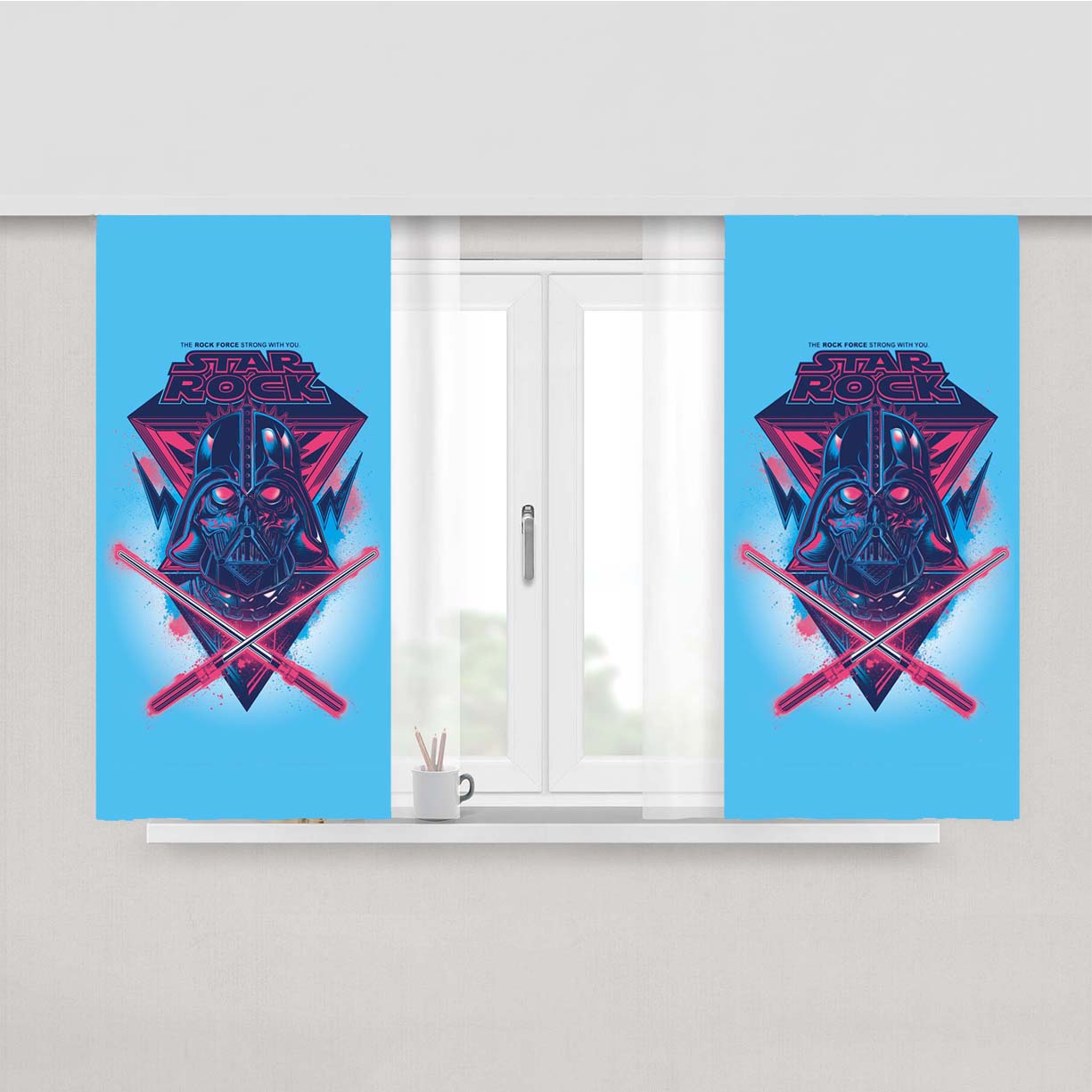 Star Rock Force Saber Swords Peach Skin Window Curtains
