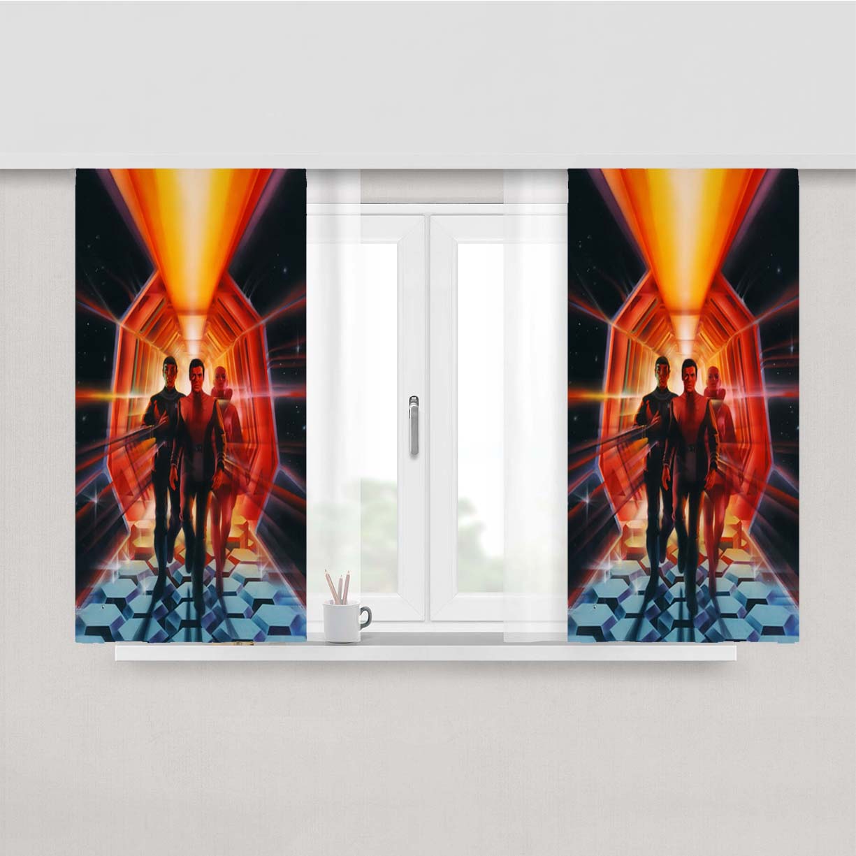 Star Trek Space Art The Motion Picture Peach Skin Window Curtains