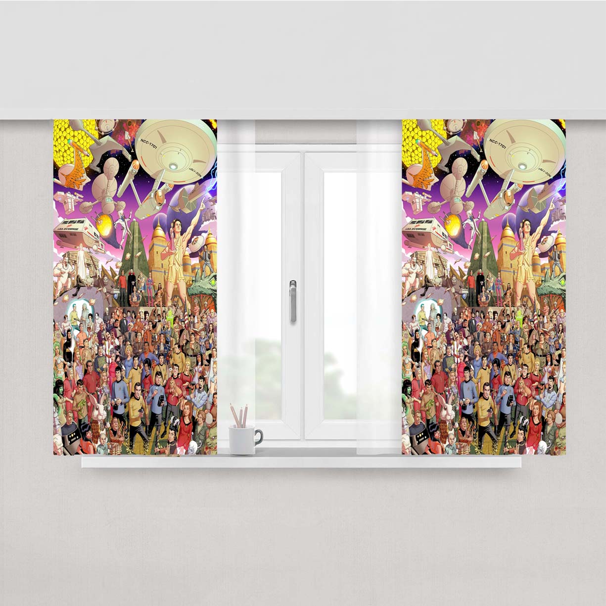 Star Trek The Original Series 50Th Anniversary Poster Peach Skin Window Curtains