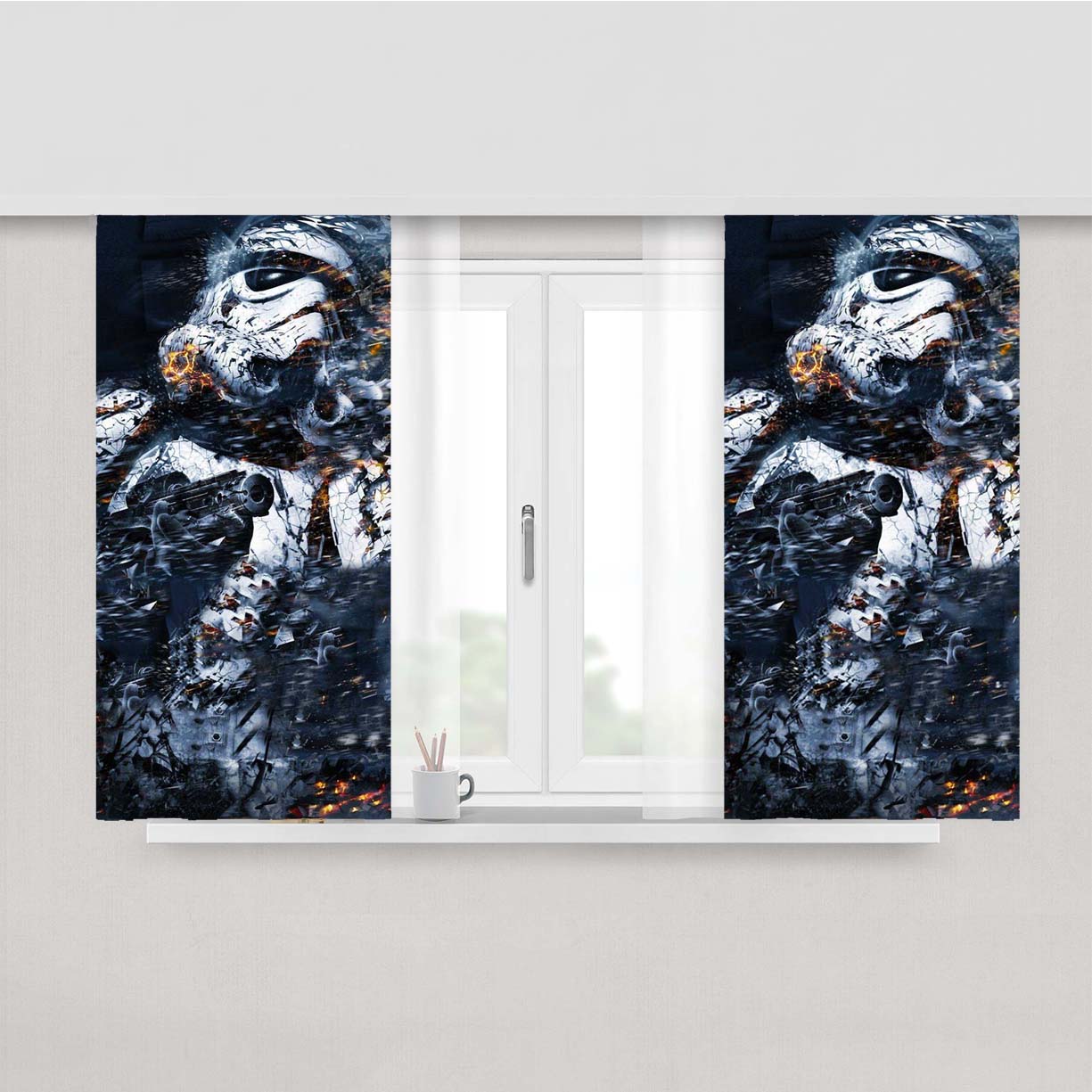 Star Troopers War Peach Skin Window Curtains