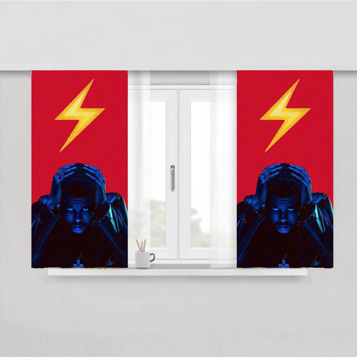 Starboy The Weeknd Star Peach Skin Window Curtains