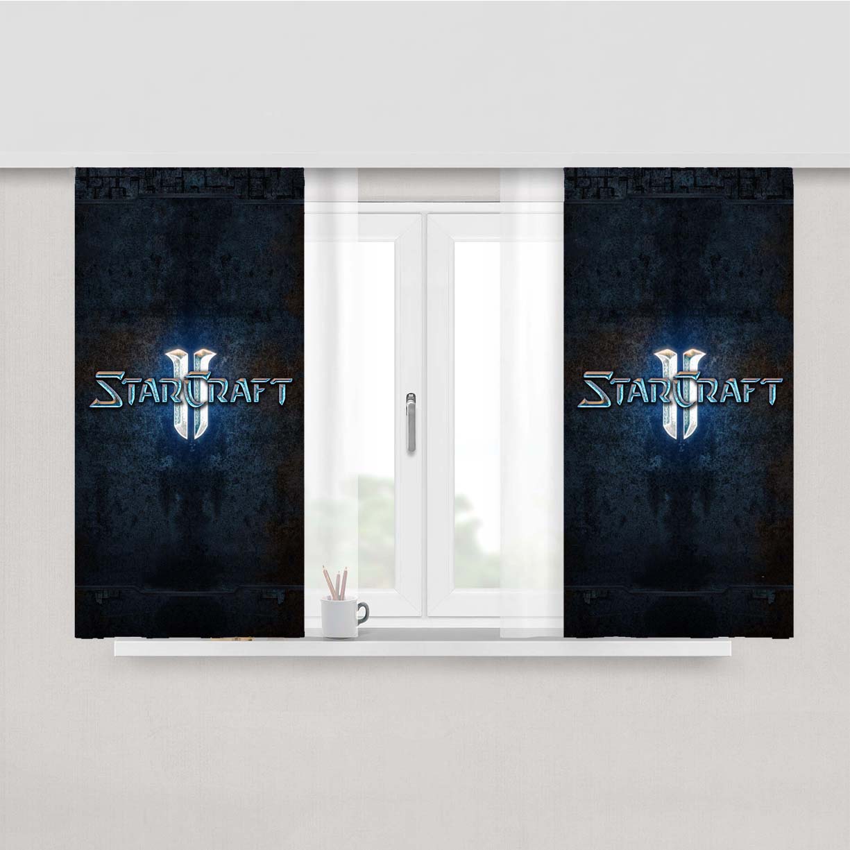 Starcraft Game Logo Wallpaper Peach Skin Window Curtains