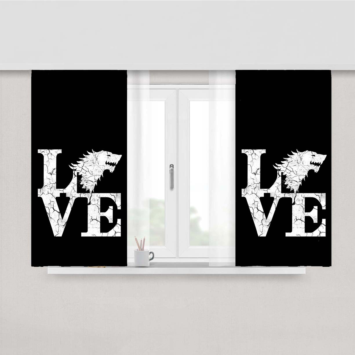 Stark Game Of Throne Peach Skin Window Curtains