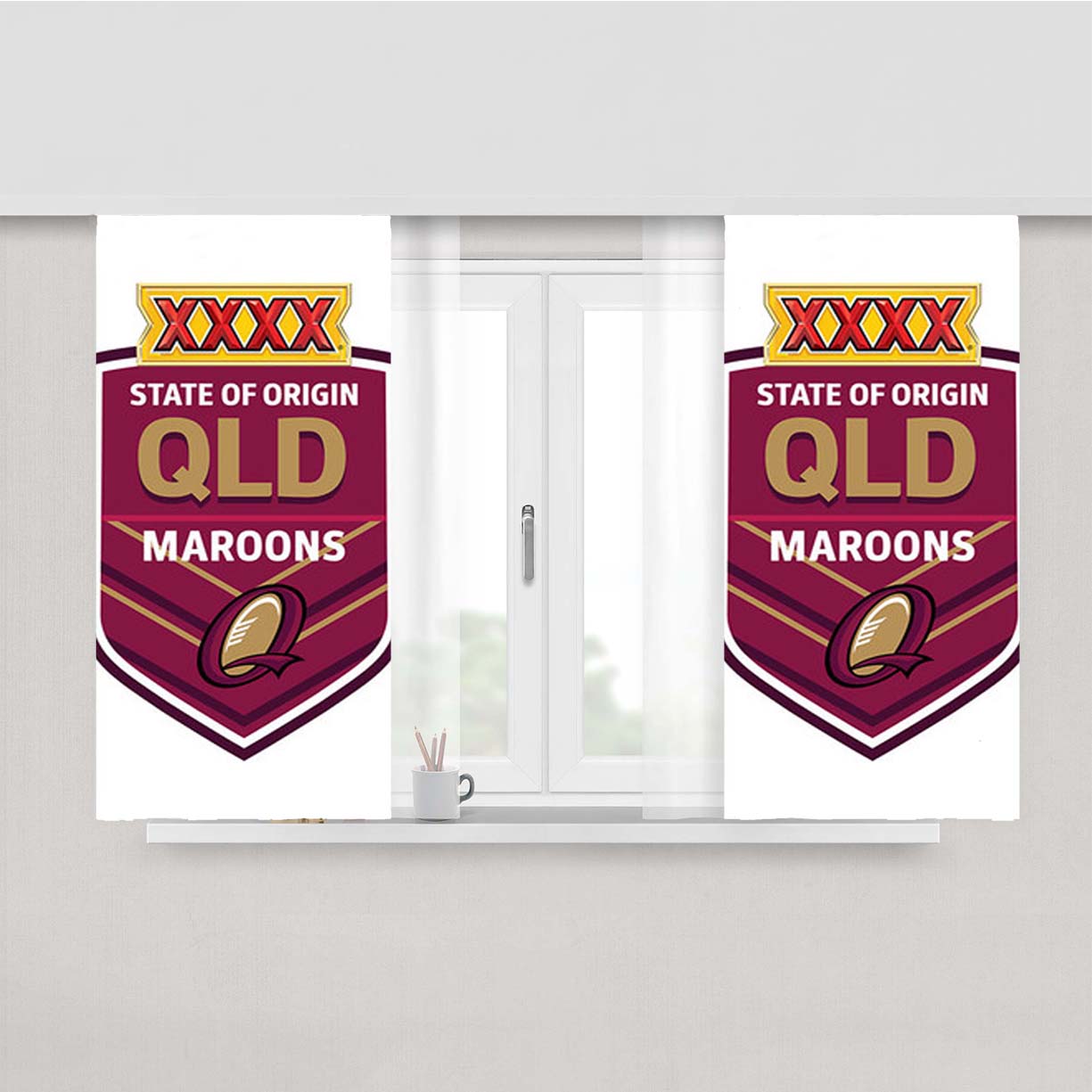 State Of Origin Maroons Peach Skin Window Curtains