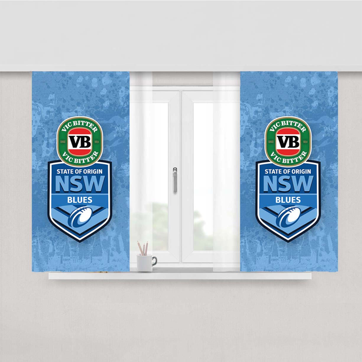 State Of Origin Nsw Blues Peach Skin Window Curtains