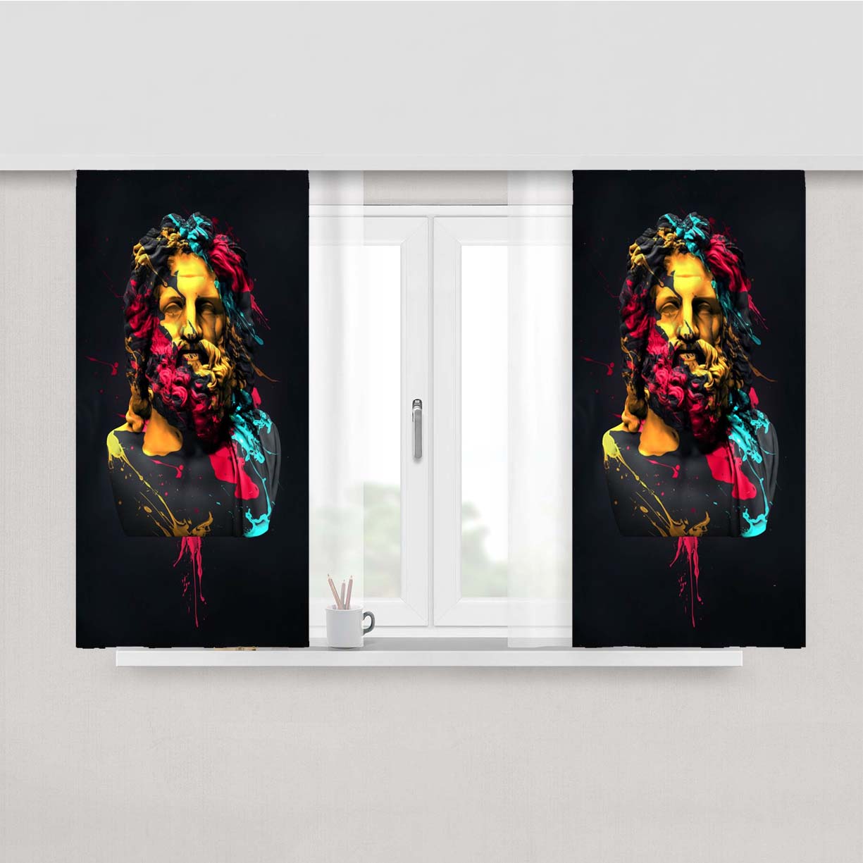Statue Of Zues Color Peach Skin Window Curtains