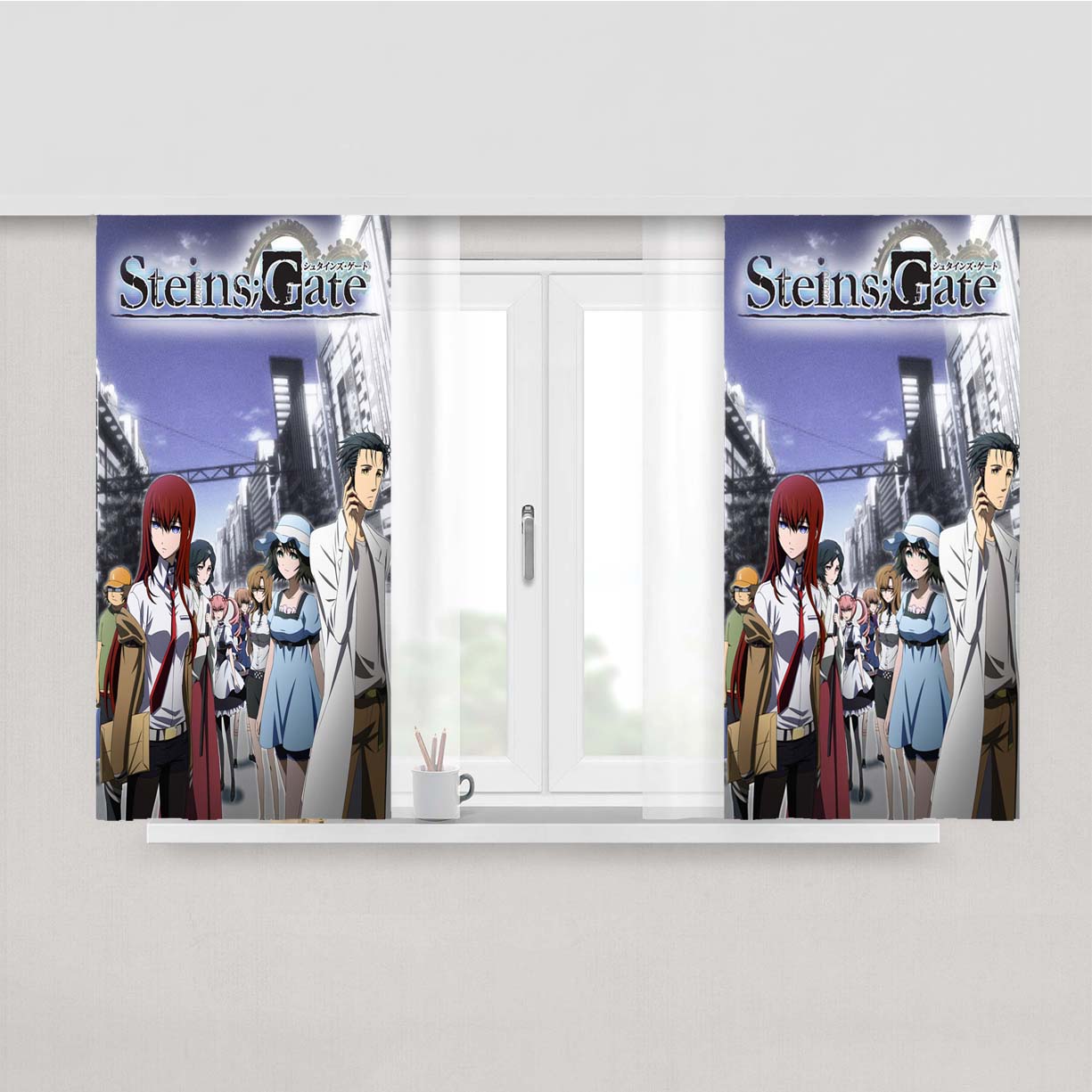 Steins Gate Peach Skin Window Curtains