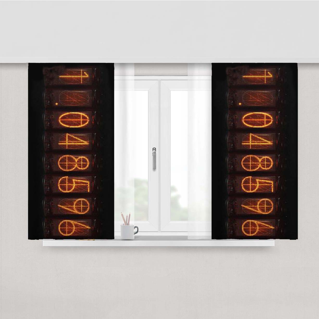 Steins Gate Divergence Meter Peach Skin Window Curtains