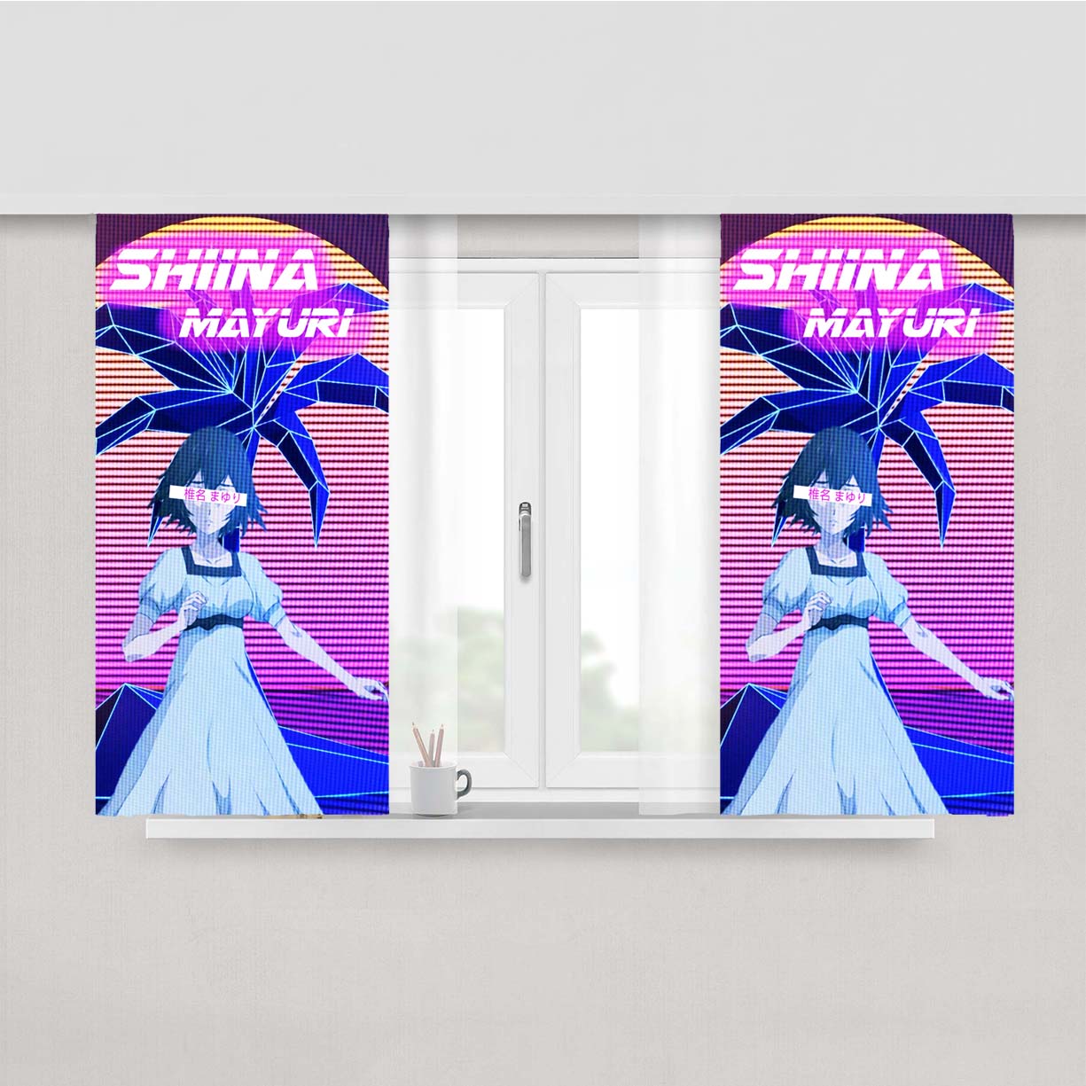 Steinsgate Shiina Tuturuu Peach Skin Window Curtains
