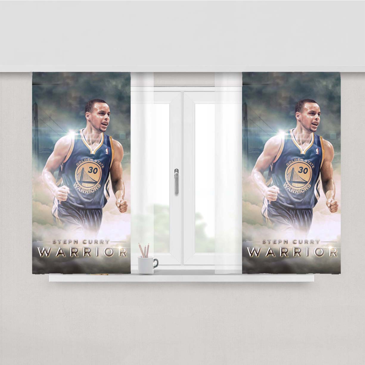 Steph Curry Golden State Warriors Peach Skin Window Curtains
