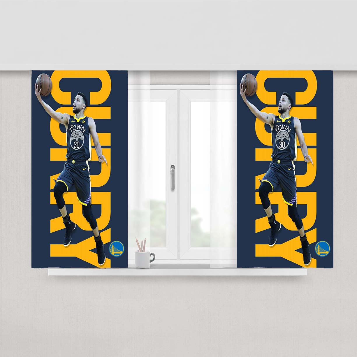 Stephen Curry Golden States Warriors Peach Skin Window Curtains