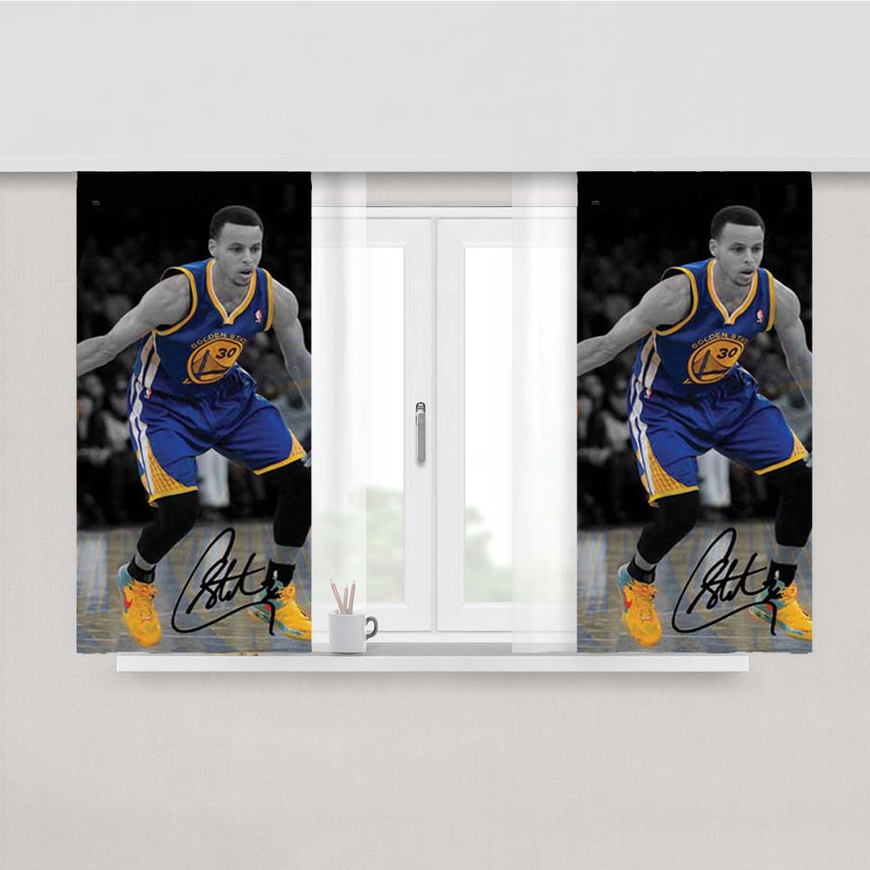 Stephen Curry Grey Blue Gold Peach Skin Window Curtains