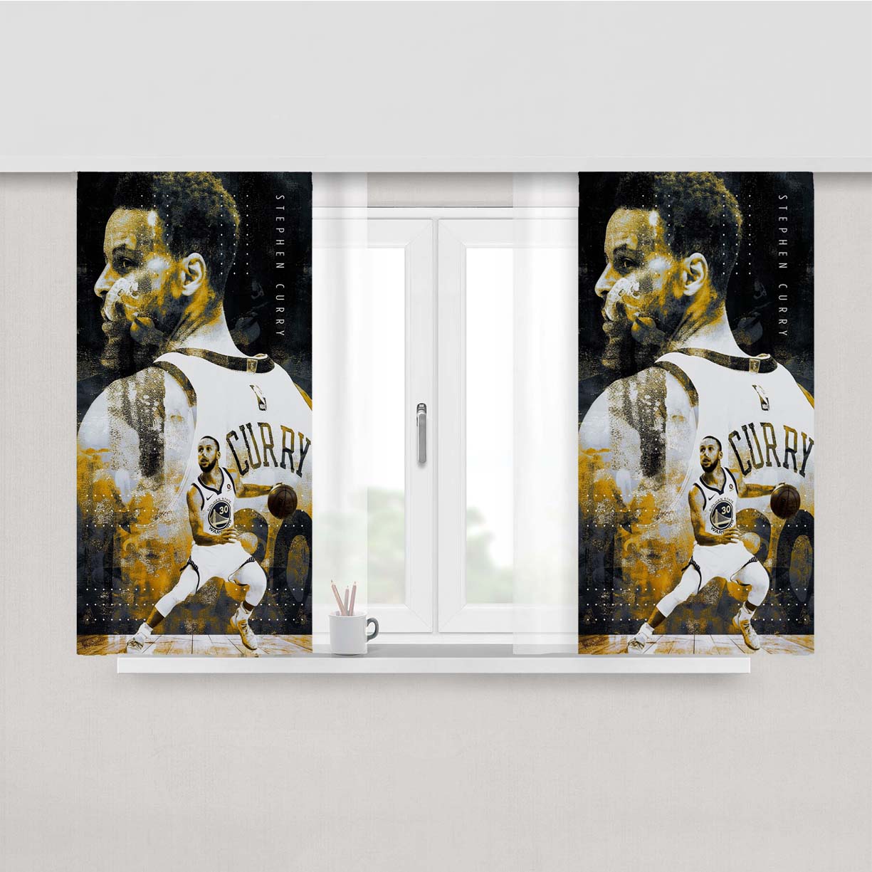 Stephen Curry Nba Peach Skin Window Curtains