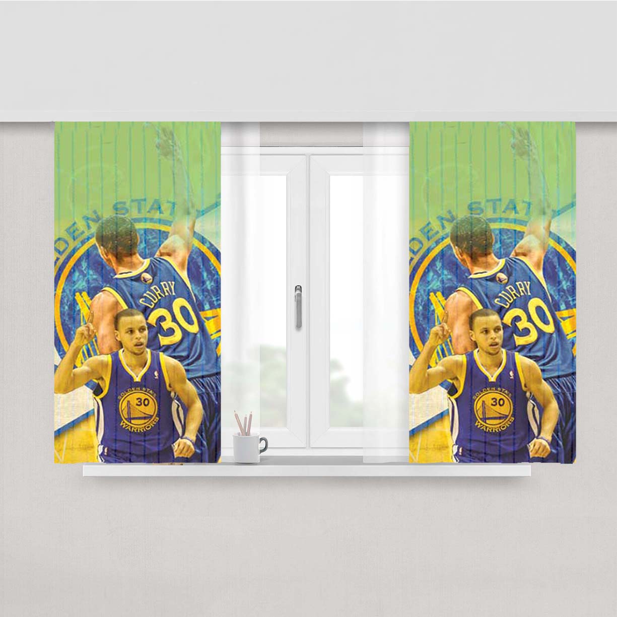 Stephen Curry Pinstripes Overlap Peach Skin Window Curtains