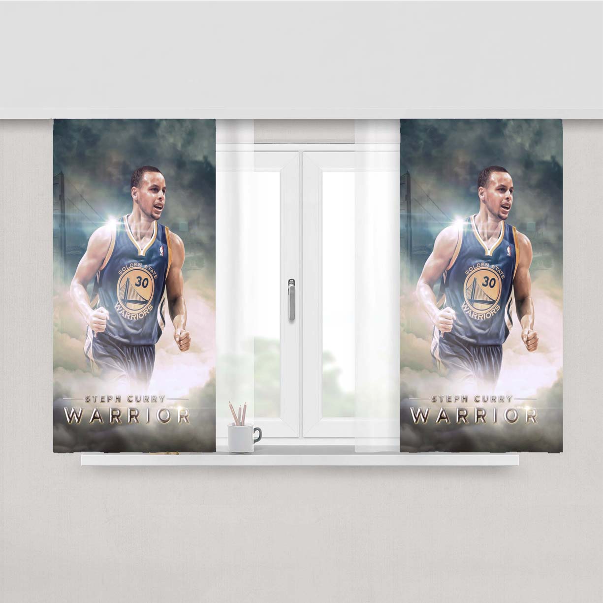 Stephen Curry Warriors Peach Skin Window Curtains