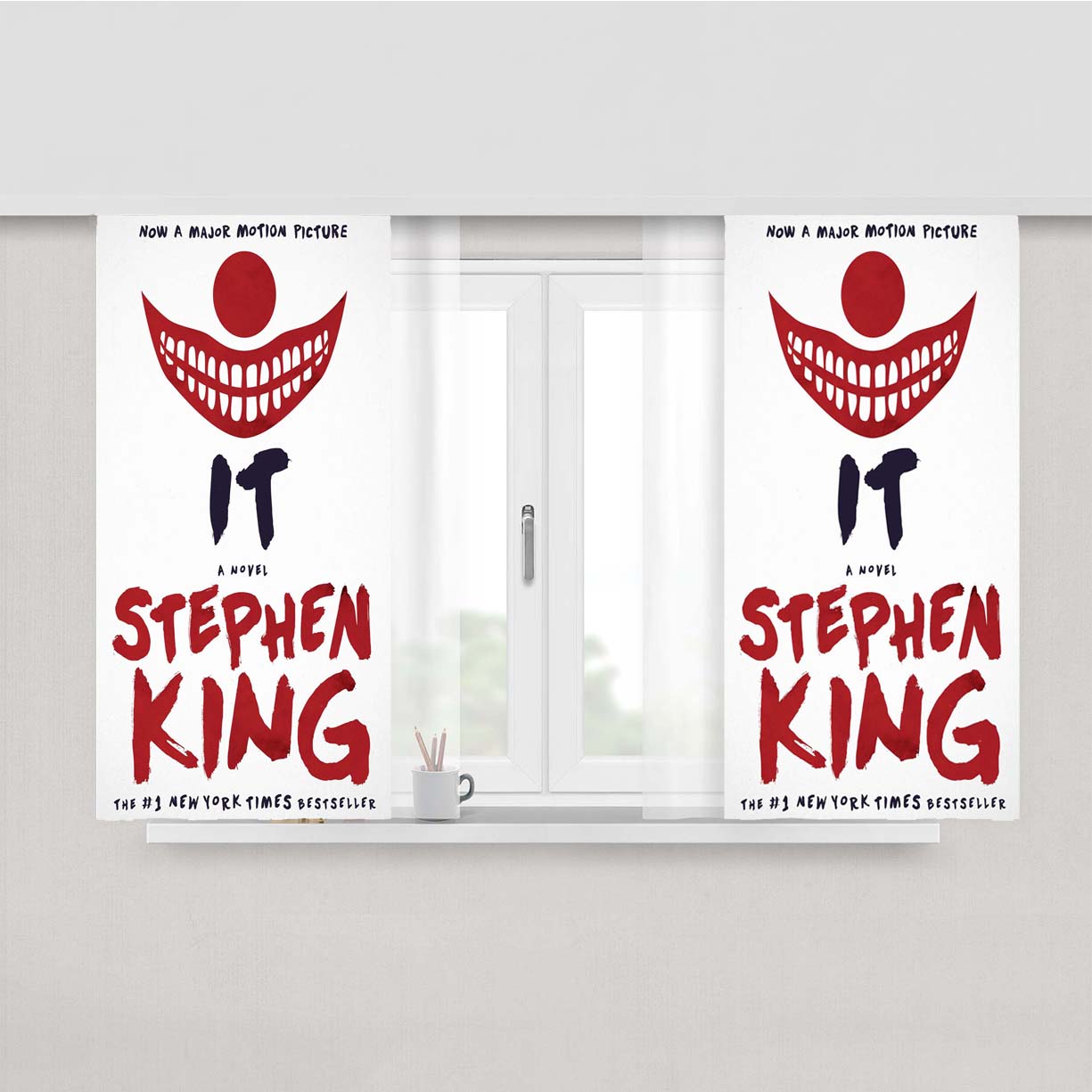 Stephen King It Book Cover Peach Skin Window Curtains