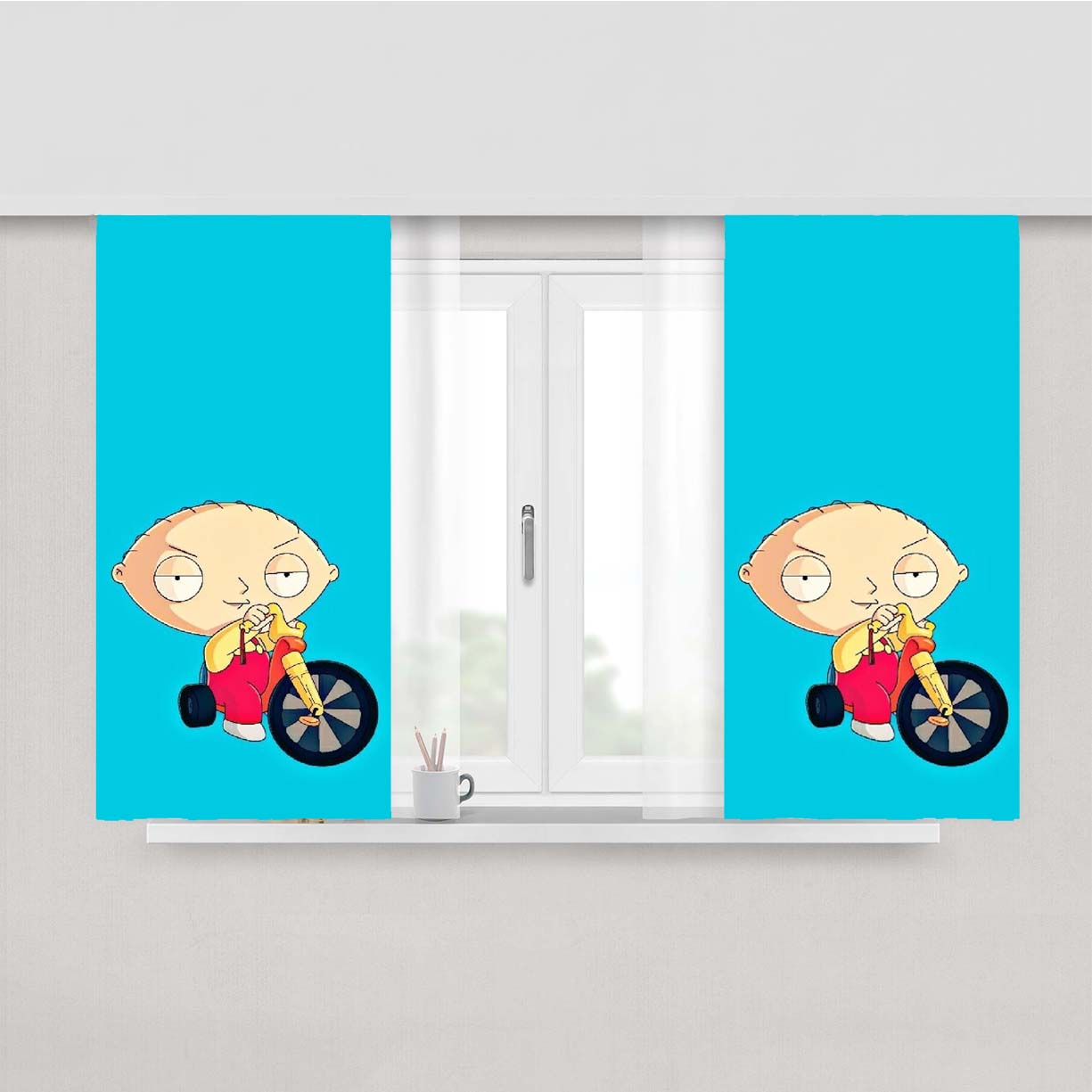 Stewie Griffin Bike Peach Skin Window Curtains