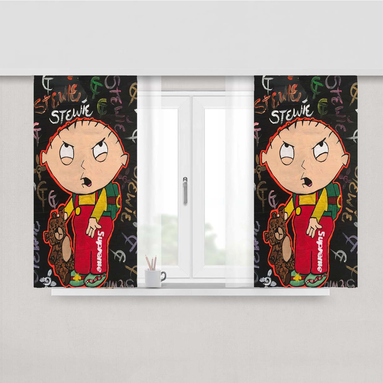 Stewie Griffin Family Peach Skin Window Curtains