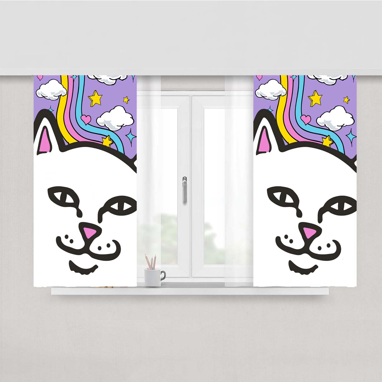 Sticker Face Wallpaper Peach Skin Window Curtains