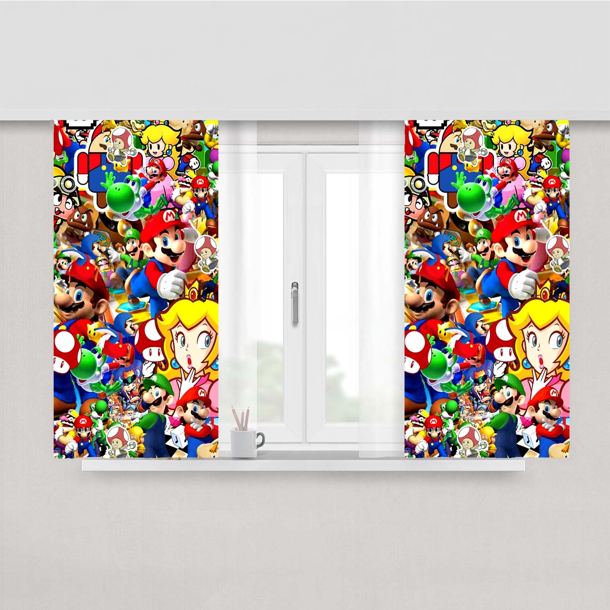 Stickerbomb Graffiti Art Mario Cart Peach Skin Window Curtains