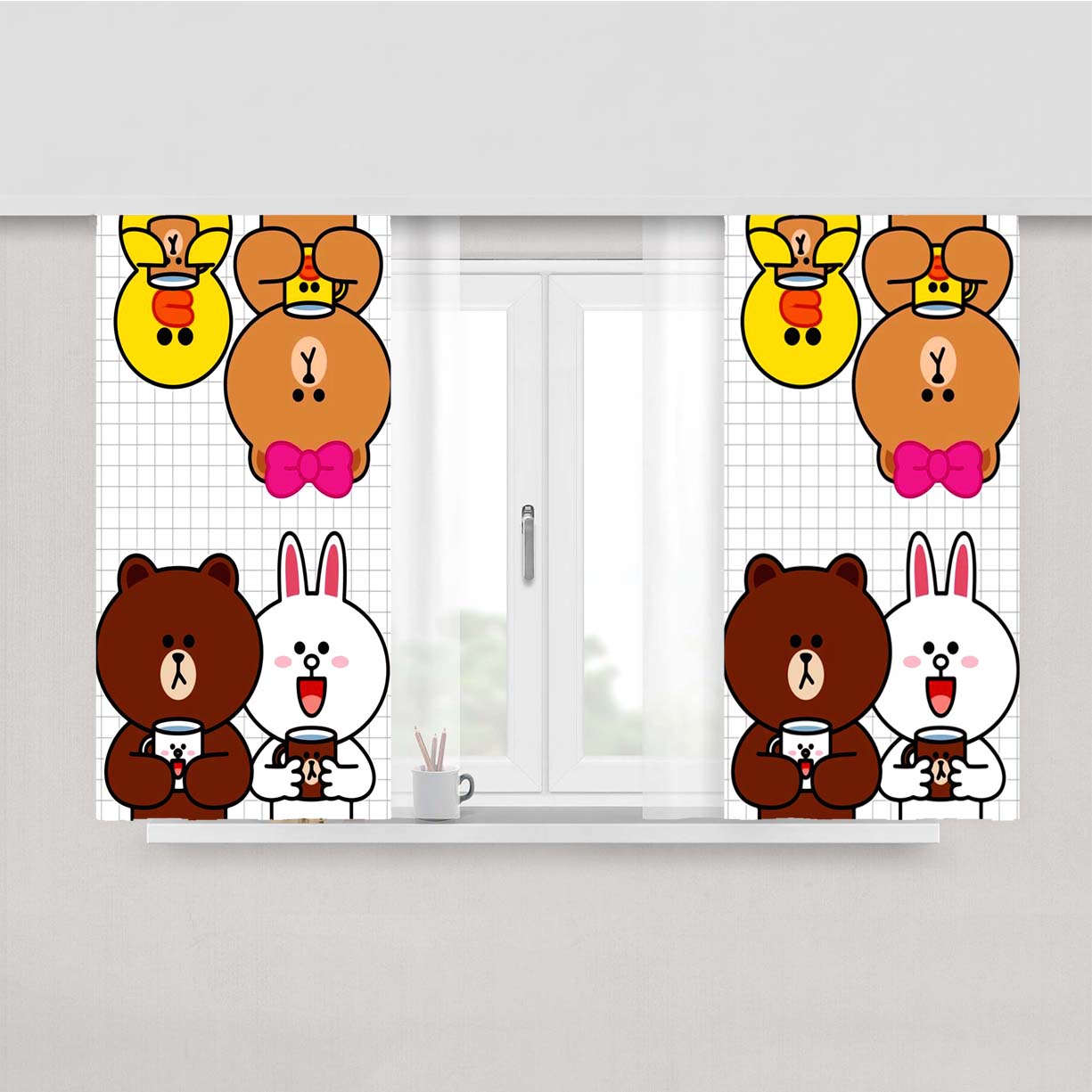 Stickers In Line Peach Skin Window Curtains