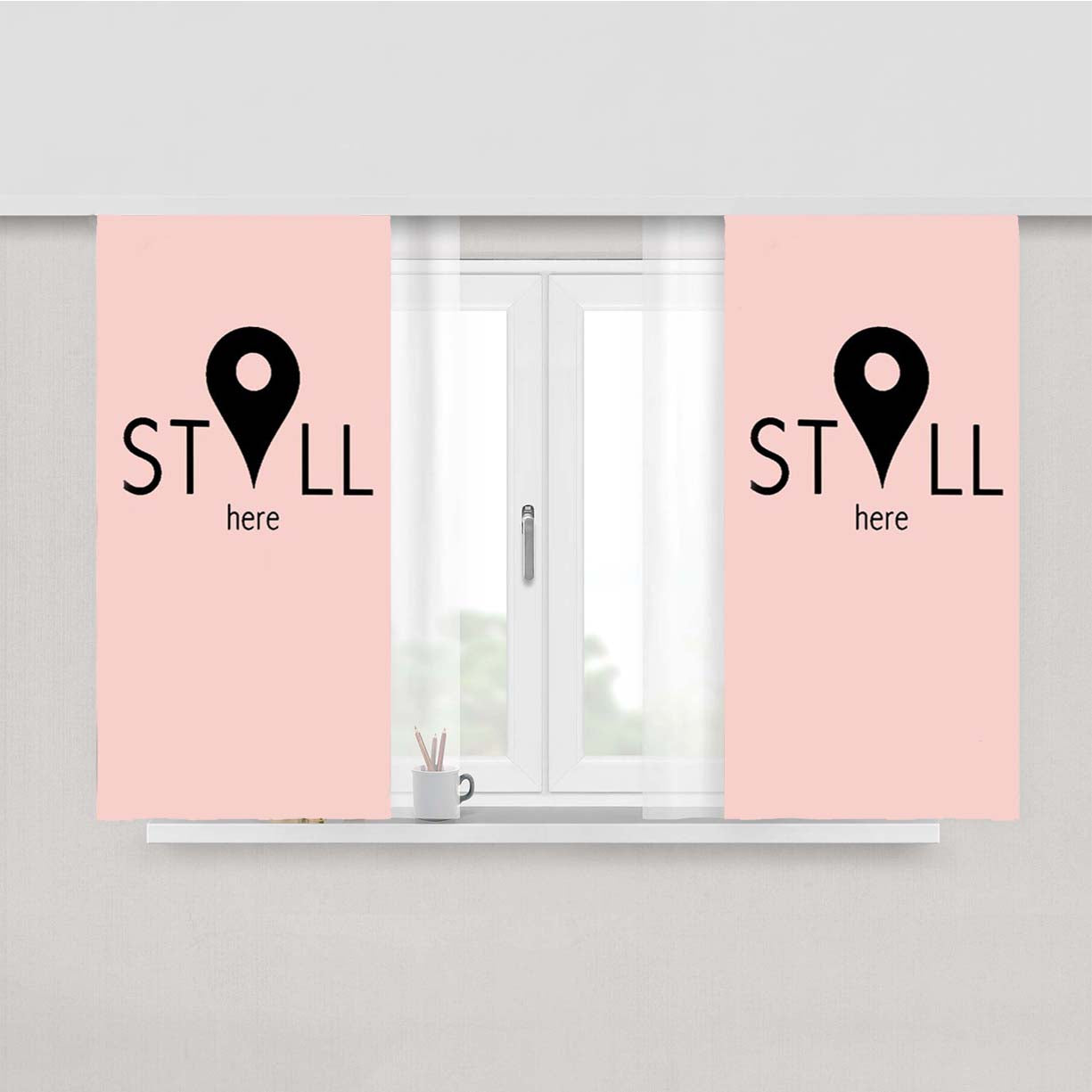 Still Here Pink Peach Skin Window Curtains