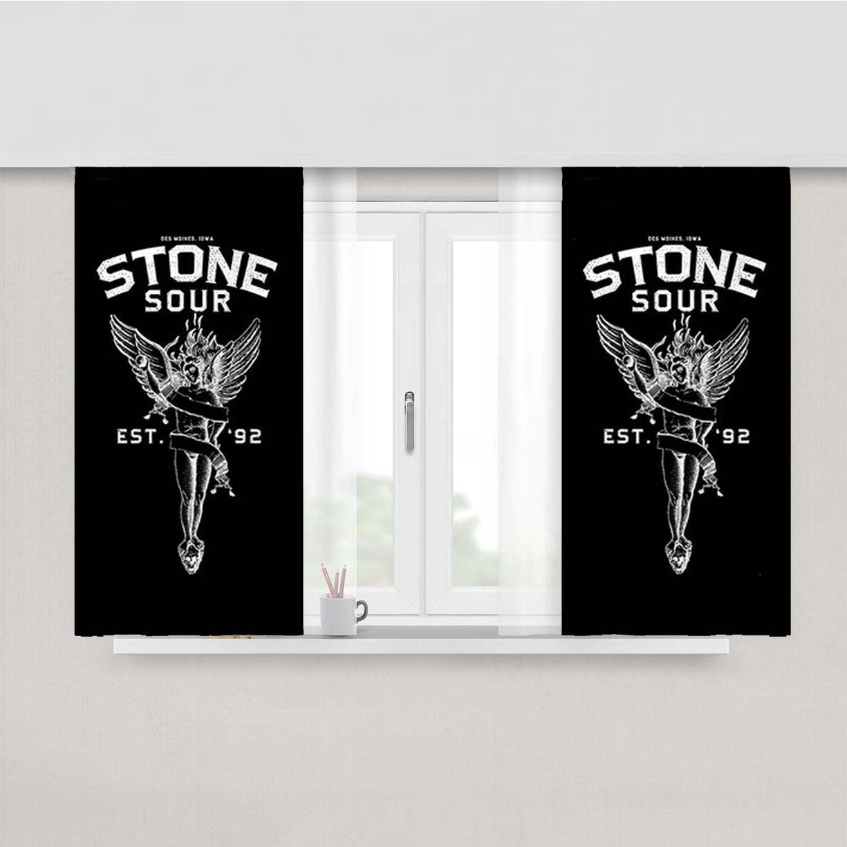 Stone Sour Est92 Logo Peach Skin Window Curtains
