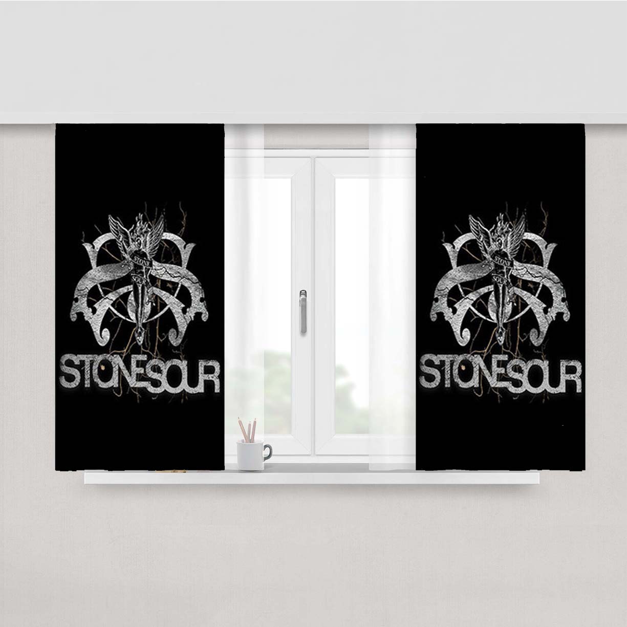 Stone Sour Logo Peach Skin Window Curtains