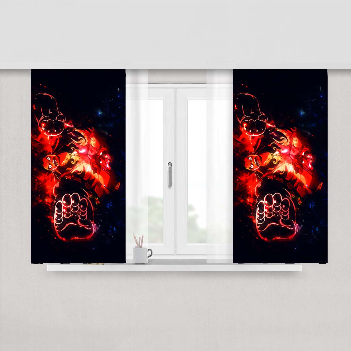 Straw Hat Luffy Gear 4 Tank Man Peach Skin Window Curtains