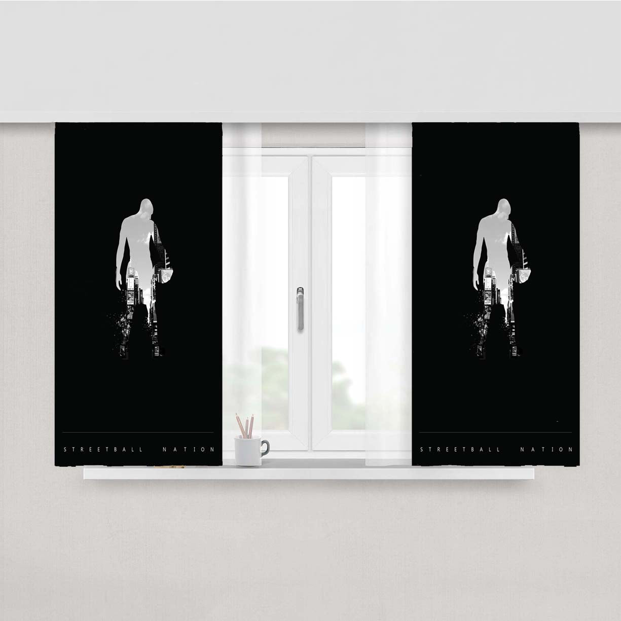 Streetball Nation Peach Skin Window Curtains
