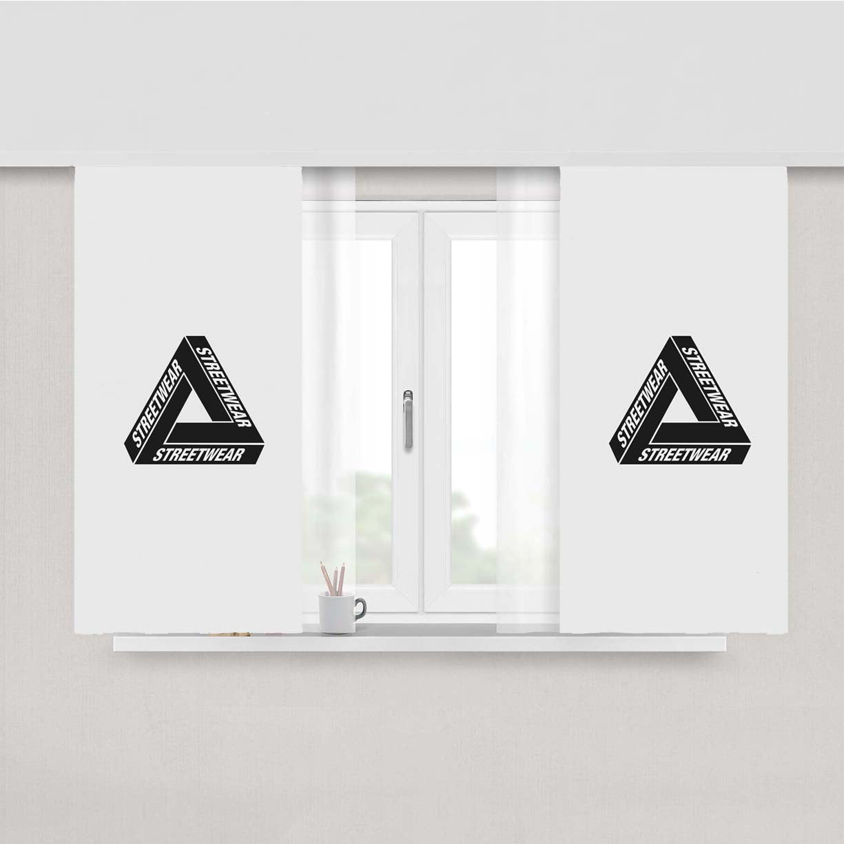 Streetwear Black Peach Skin Window Curtains