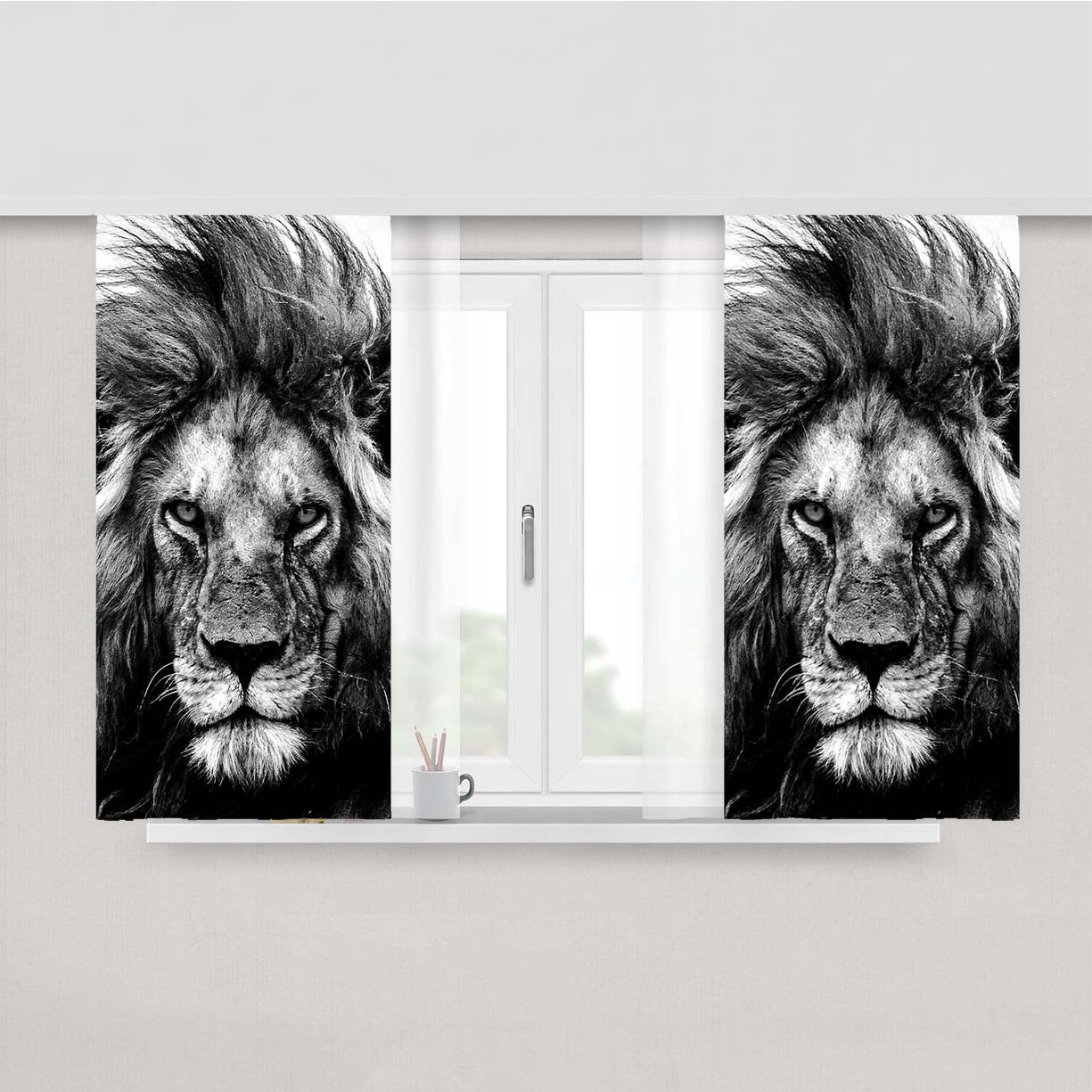 Strongest Lion King Vintage Peach Skin Window Curtains